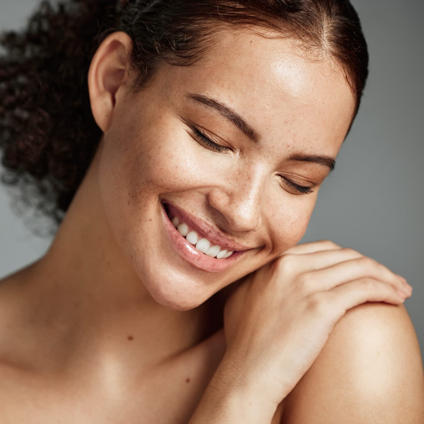 Close portrait of a natural, confident smile